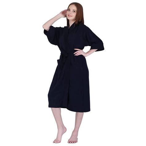 Kuber Industries Women Bathrobe, Micro Terry, Navy Blue, Free Size, Set ...