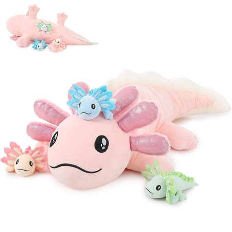 Buy MaoGoLan 4Pcs Giant Axolotl Plush Stuffed Animal Set,32" Large Pink ...