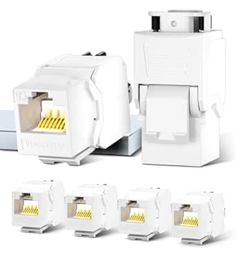 AMPCOM CAT6 RJ45 UTP Keystone Jack Tool-Less with Adjustable Ratchet ...