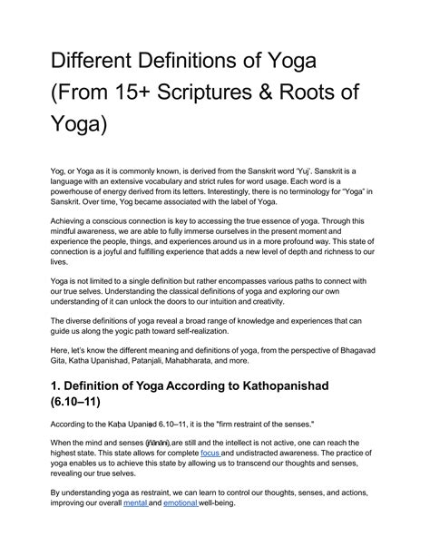 Different Definitions of Yoga | PPTX