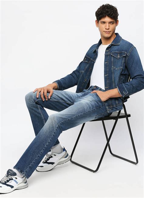 Dark Blue Mid Rise Bootcut Jeans | Pepe Jeans India