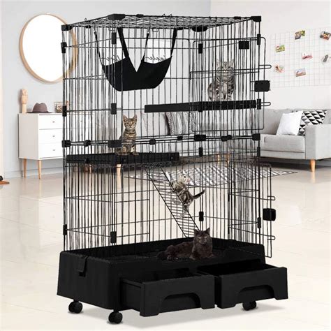Dkeli 3-Tier Cat Cage with Wheels & Multiple Levels India | Ubuy