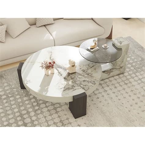 LovingAHome 35.43 Modern Round Nesting Coffee Table Set of 2, India | Ubuy