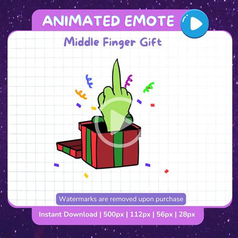 Animated Middle Finger Gift Emote Twitch Discord, Funny Grinch Hand ...