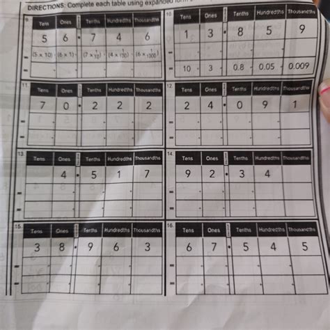 Solved Complete each table using the expanded form and | Chegg.com