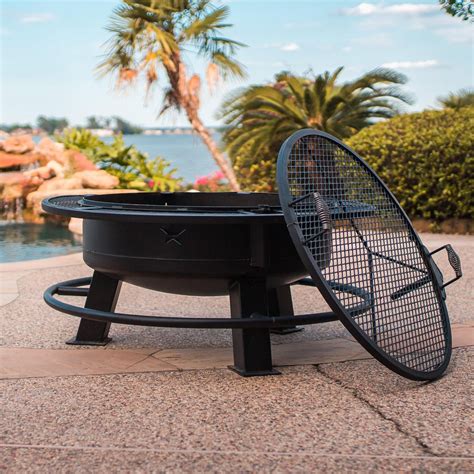 48 Inch Round Steel Wood-Burning Fire Pit in Black by Old Country BBQ ...