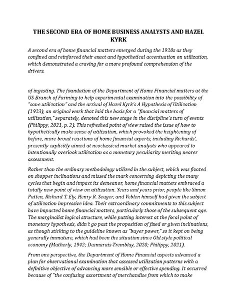 THE Second ERA OF HOME Business Analysts AND Hazel KYRK - THE SECOND ...