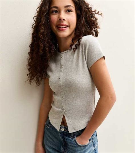 Girls Grey Ribbed Baby Tee | New Look