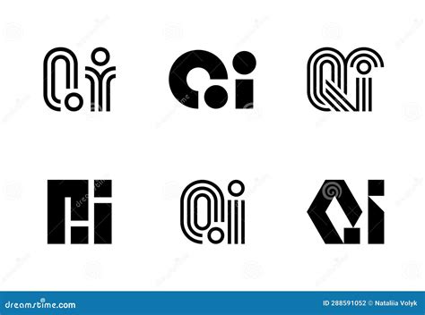 Set of letter QI logos stock illustration. Illustration of curve ...