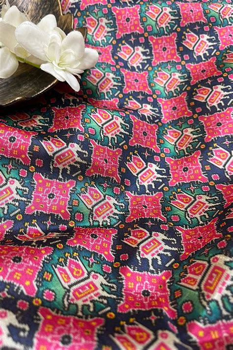 Vibrant Multicolor Patola Design Tussar Silk Fabric - 1 Mtr | Shop Now!