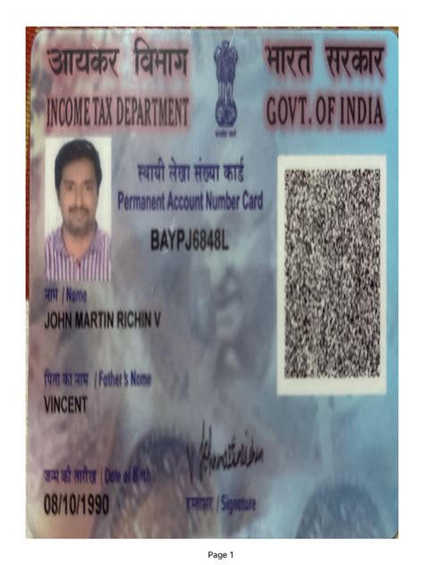 Image result for Pan Card Example