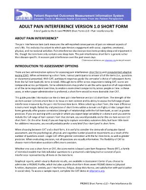 Fillable Online Adult pain interference version 1.0 short form ...