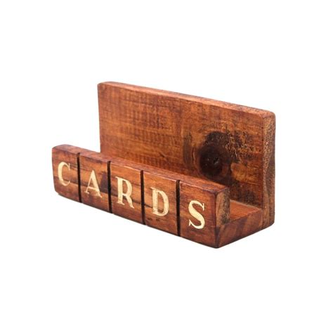 CARDS Wooden Card Holder | Walnut | Upcycled Desk Organizer for Corpor ...
