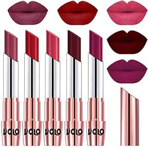 Buy Volo Creme Matte Smooth Lipstick Combo Set of 5 Bold Colors Long ...