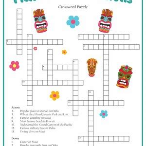 Hawaii Crossword Printables for Kids - Etsy