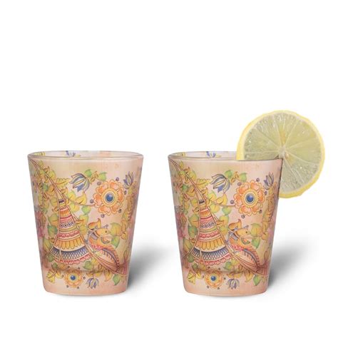 Buy KOLOROBIA Kalamkari Finesse Frosted Shot Glass, Shot Glass with ...
