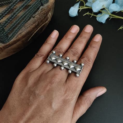 "Veil" Adjustable Oxidized Silver Brass Rings – The Fiona Store