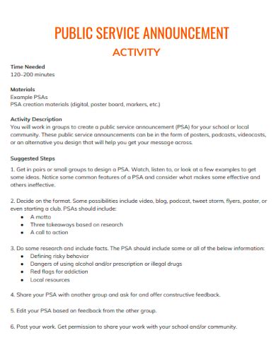 Image result for Public Service Announcement Examples