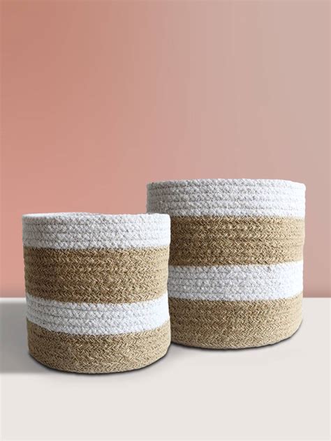 Eco-friendly Jute Brown Noble Jute Planter - Medium & Large (Set of 2 ...