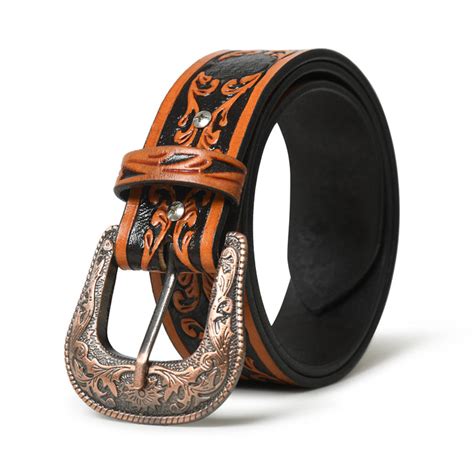 Western Cowboy Black & Brown Leather Belt for Men – Dual-Tone Vintage ...