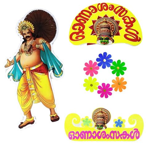 Excel Impex Happy Onam Wall Decor Combo Kit of Maveli Cutout Pair ...