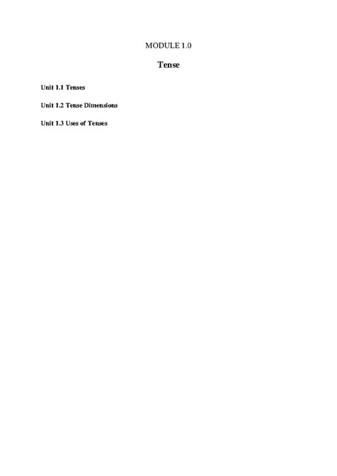 GE Units 1 and 2 - sdf - MODULE 1. Tense Unit 1 Tenses Unit 1 Tense ...