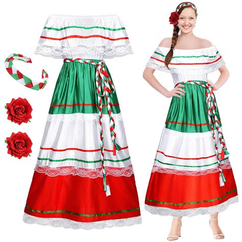 Amazon.com: Riyiper Traditional Mexican Dress for Women Fiesta Senorita ...