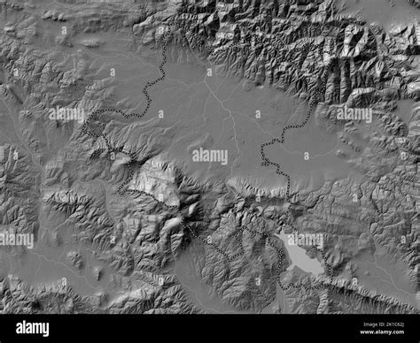 Grad Sofiya, province of Bulgaria. Bilevel elevation map with lakes and ...