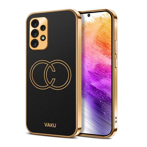 Vaku ® Samsung Galaxy A73 5G Skylar Leather Pattern Gold Electroplated ...