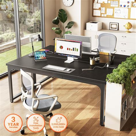 Huuger 63 x 24 inch Desk with Power Outlets & USB-C, India | Ubuy