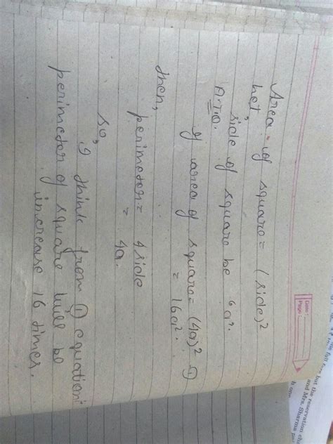 if the area of a square is increased by 4 times how does the perimeter ...