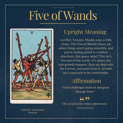 Five Of Wands Tarot Card Meanings - Star And Strength