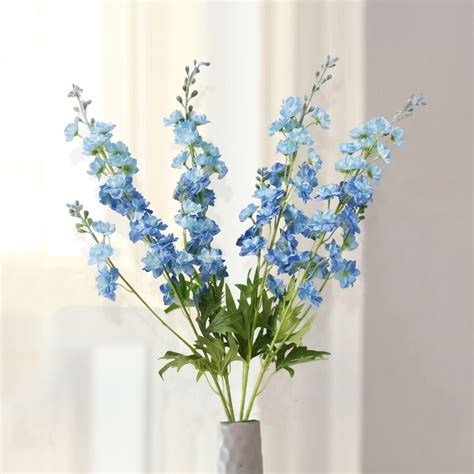 Amazon.com: JINWOE 4Pcs Blue Delphinium Artificial Flowers for Outdoors ...