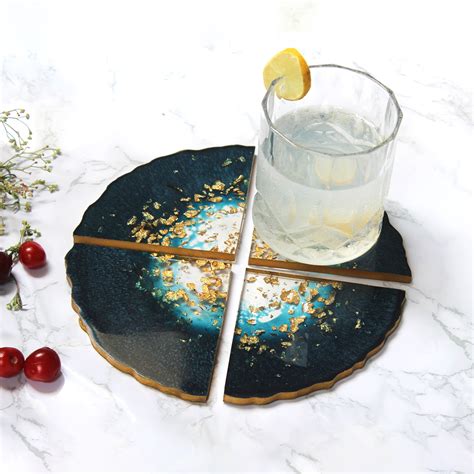 Wood Resin Coaster Set - Handcrafted Elegance | Monstera Hut