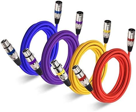 KEKROWN XLR Male to XLR Female Cable (Pack of 4 Colors) Microphone ...