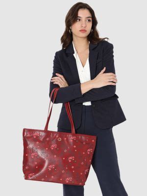 Buy Caprese Womens Snow Large Maroon Floral Print Office Tote Bag Online