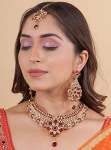 VATSALYA creation Alloy Gold-plated Maroon Jewellery Set Price in India ...