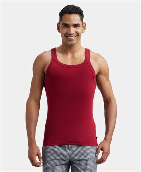 Buy Super Combed Cotton Rib Square Neck Gym Vest - Red Pepper US26 ...