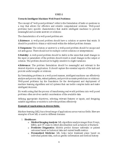 Ml1 - Comprehensive Notes on Machine Learning Fundamentals - Studocu