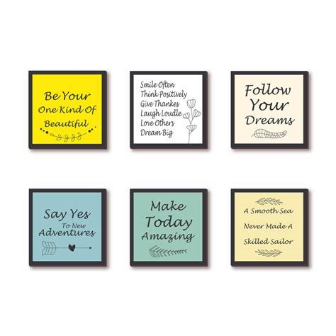 Positive Quotes Collection Motivational Fridge Magnet Set – Pack of 6 ...