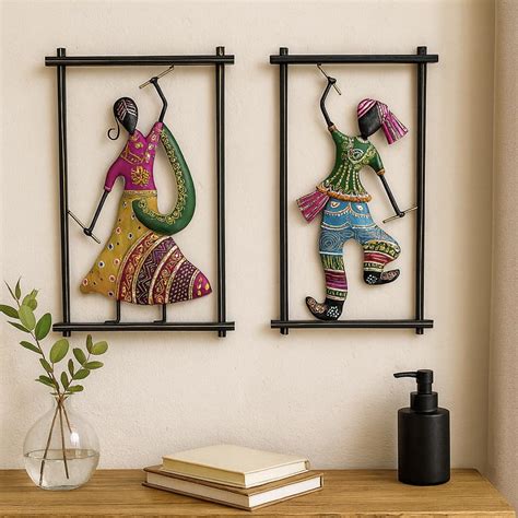 pranjals house Rajasthani Metal Wall Art Set, Dancing and Drumming ...