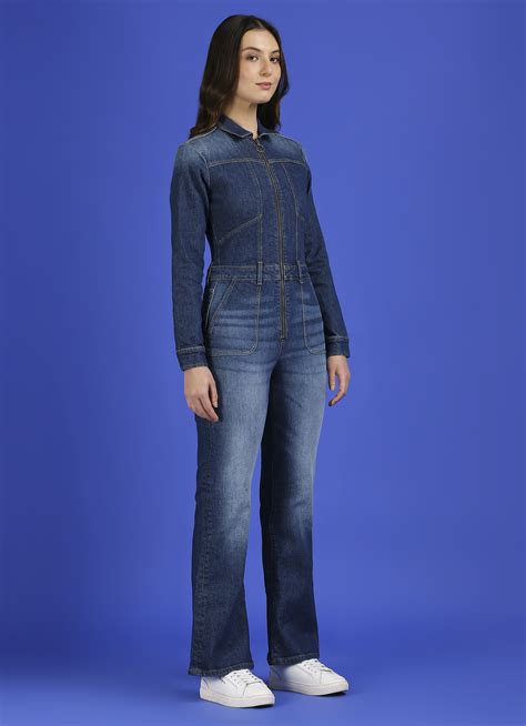Blue Full Sleeve Flare Dungarees | Pepe Jeans India