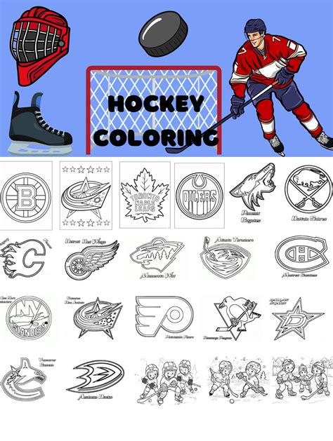 100 Printable Hockey Coloring Pages | Instant Download | Kids Sports ...