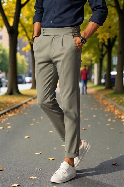 Men Light grey Mid-Rise Slim Fit Gurkha Italian Pants – Broadstar