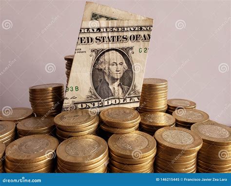 Economic Growth and Trading, Stacked Coins of Ten Mexican Pesos and ...