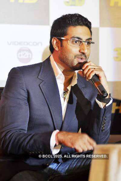 Abhishek Bachchan at the launch of Videocon's 3D D2H at Novotel Hotel ...