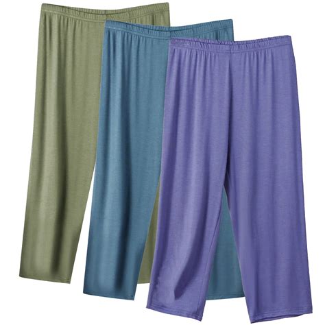 fatyb 3 Pack Womens Plus Size Lounge Pants Elastic Waist Thin Capris ...