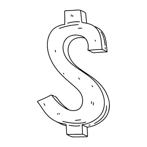 Dollar Sign in hand drawn doodle style. Vector illustration isolated on ...