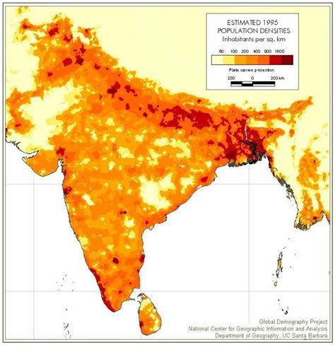 Indian population Density in 1995 : r/MapPorn