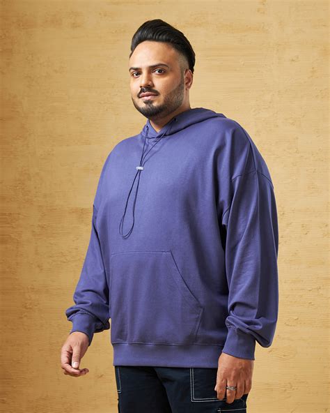 Buy Men's Skipper Blue Oversized Plus Size Hoodies Online at Bewakoof